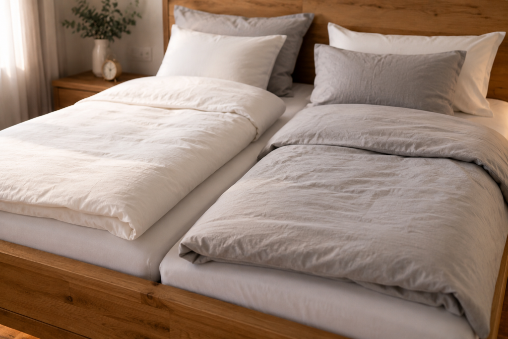 Schlafzimmer mit zwei verschiedenen Matratzen